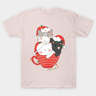 cute kawaii christmas cat T-Shirt